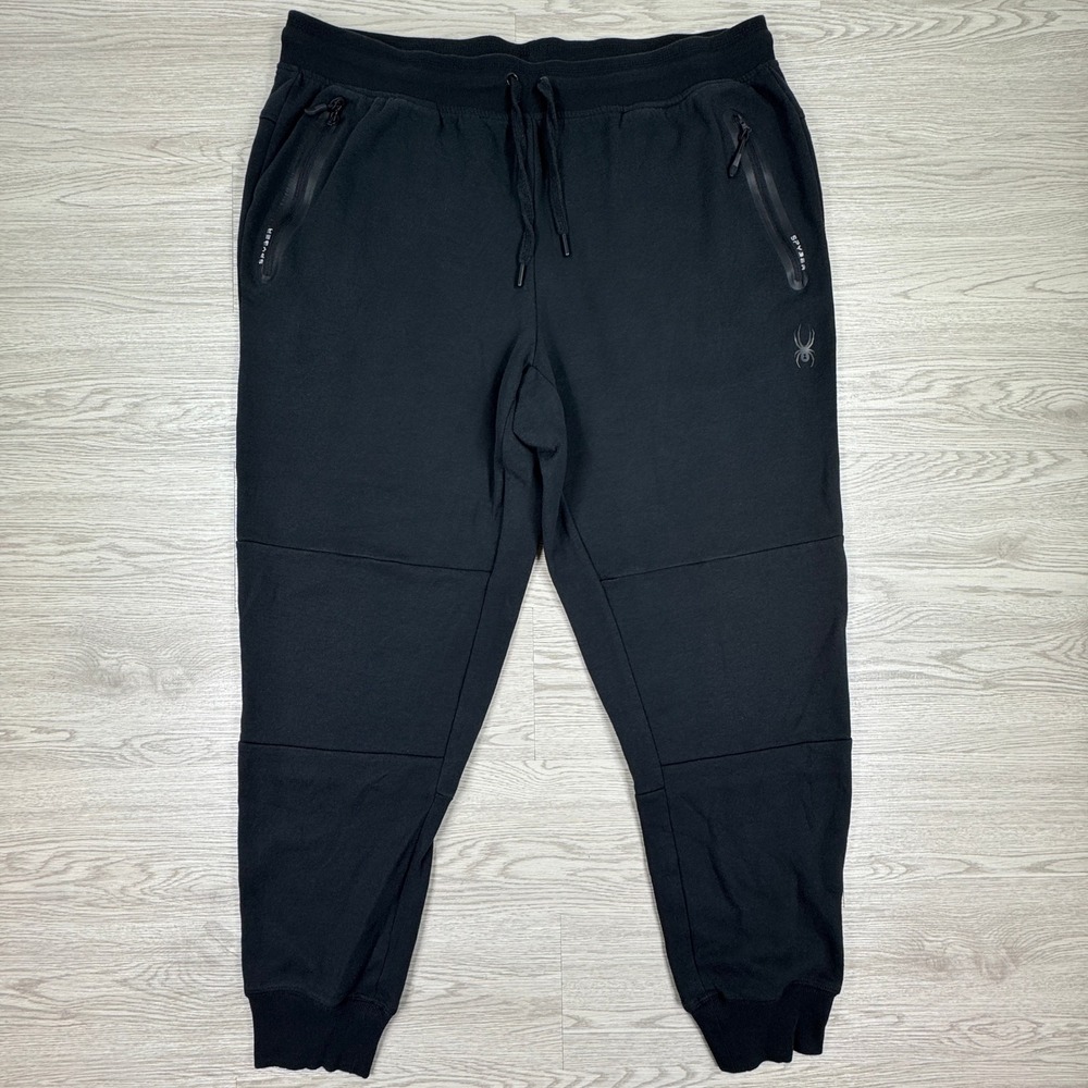 Spyder Men's Jogger Pants Active Sweatpants Black XXL Zipper Pockets Drawstring